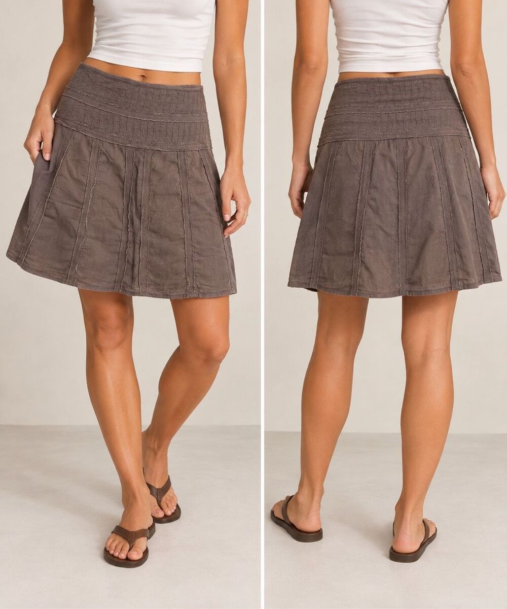 PrAna Skirt Size 6 Brown Tiered A-Line Boho Y2K Lightweight Casual